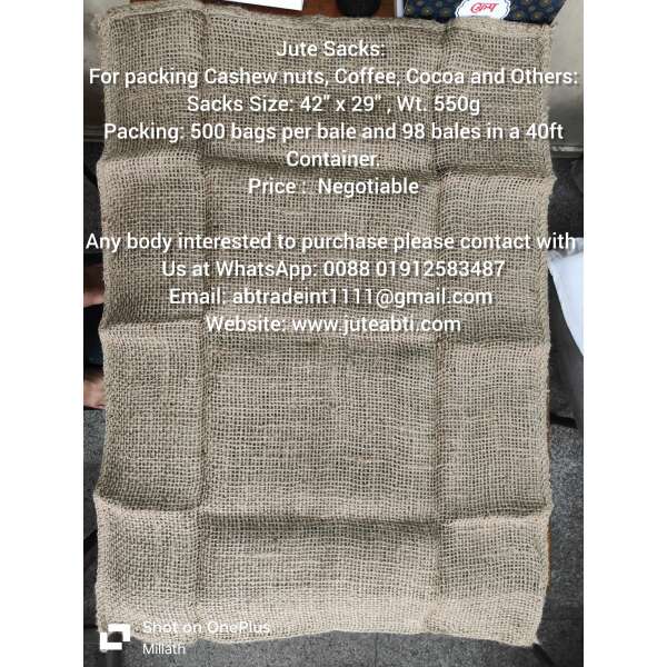 Jute Bags for Cashew Nuts and others